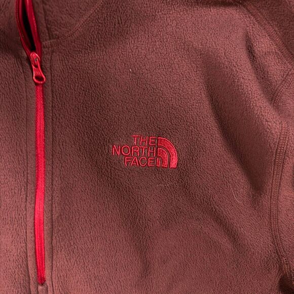 The North Face Fleece Men M Red Brown Polyester Quarter Zip Pullover Outdoor - Picture 3 of 6